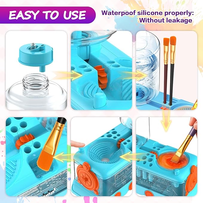 Paint Brush Cleaner, Multifunctional Acrylic Face Paint Brush Washing Station Brush Water Cup for All Purpose Oil Watercolor Painting Artist Professional Kit,Gift Art Supplies for Kid Adult