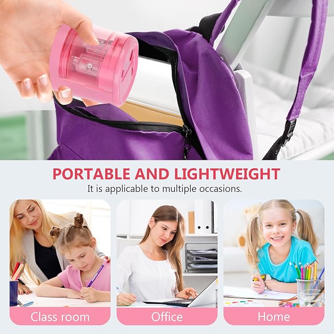 Electric Pencil Sharpener, Double Hole (Pink)