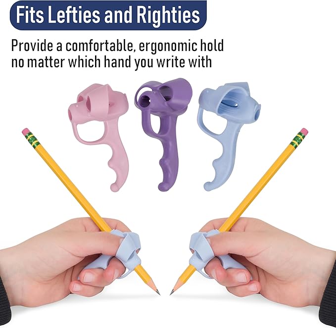 NEW! Five Finger Pencil Grip 6 Pack Pencil Grips for Kids Handwriting, 5-Finger Silicone Pencil Holders, Comfortable Writing Aid for Beginners, Posture Correction Training Tool