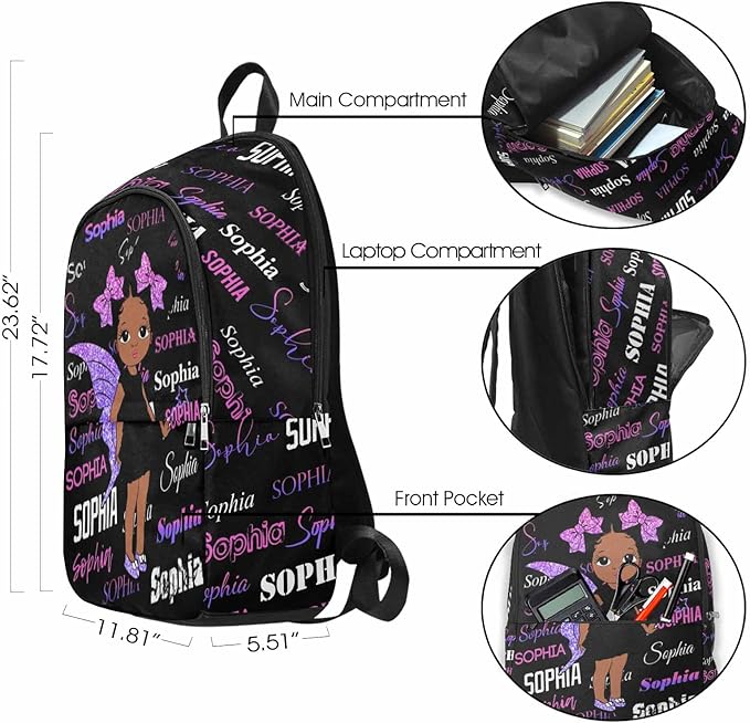 M YESCUSTOM Personalized School Backpack for Girls Kids Text Backpack with Lunch Box Lightweight Preschool Elementary Boys BookBags Set, Travel Daypack Shoulder Bag for Teenager