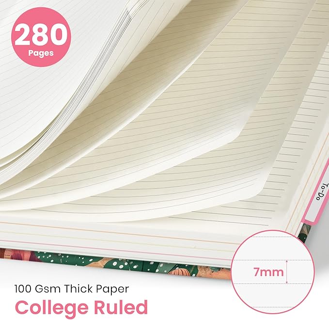 Large Lined Spiral Journal for Women Cute Hardcover 5 Subject Notebook for Work 8.5" x 11" with Removable Dividers & Tabs, College Ruled, 280 Pages Aesthetic Journal for Work, School & Note Taking, Sunset Arroyo