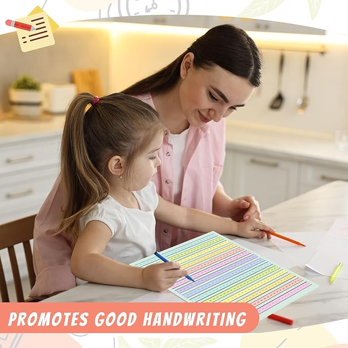 Handwriting Paper 8.5”x11” Colored Primary Writing Paper for Kids with ADHD 0.5” Spacing Multi-Sensory Ruled Handwriting Tablet Dysgraphia Pad for 2nd Grade and Up (500)
