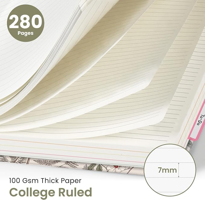 Taja Large Spiral Notebooks for Work 5 Subject with Removable Dividers