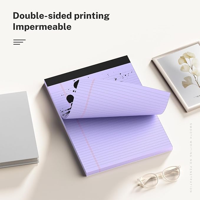 AILZFEI 300 Sheets Purple Legal Pads 8.5 x 11 College Ruled Paper 6-Pack Note Pad Narrow Ruled 50 Sheets per Notepad Perforated Writing Pad Durable Sturdy Back 8x11 Pads of Paper