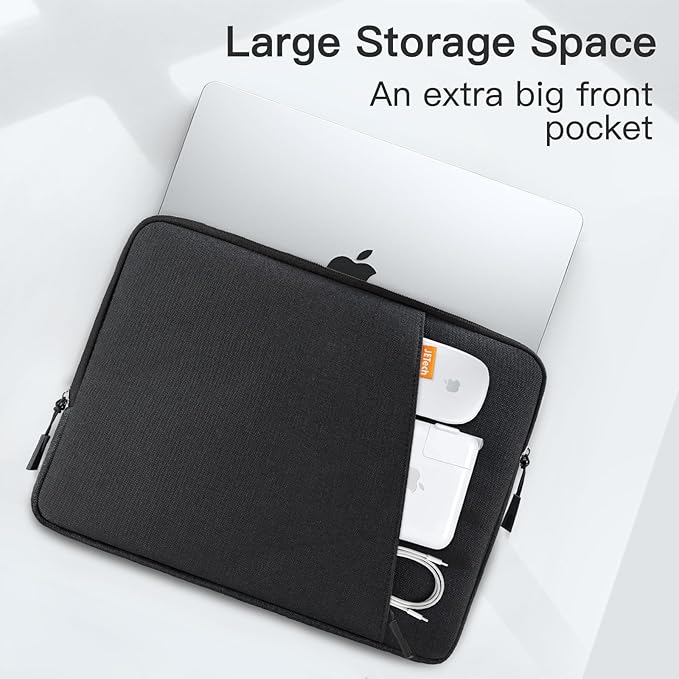 JETech Laptop Sleeve for 15-Inch Notebook, Compatible with MacBook Air 15-Inch M5-M2, MacBook Pro 16-Inch M5-M1, Waterproof Shockproof Case with Accessory Pocket Bag (Black)