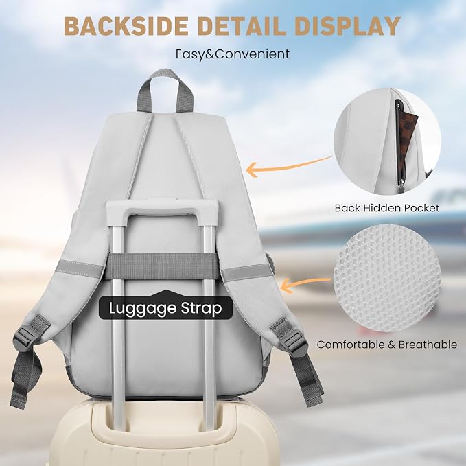 WINDARS School Backpack for Teen Girls, Cute College Backpacks for Women Students Aesthetic Bookbag Large 15.6 Inch Laptop Bag Middle School Travel Back Pack (Dark Grey & Light Grey)