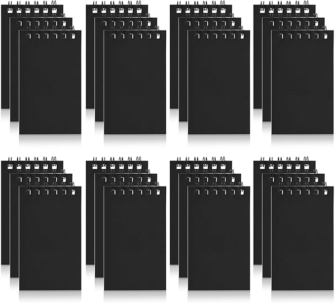 Hooqict 24 Pack Small Pocket Notebook Black Mini Notebooks Party Favors Bulk Spiral Notepads with Lined Pages, Memo Pads Pocket Size for Work, Office, Travel, Classroom, 3.9 x 2.4 Inches