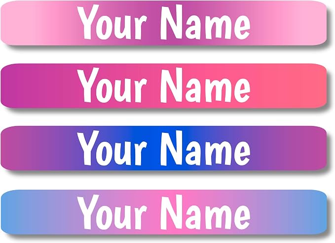 Lovable Labels Personalized Labels for Kids (120 Labels) - Waterproof Dishwasher Safe Peel and Stick Labels are Great for School Supplies Daycare Camp Bottles (Ombre)