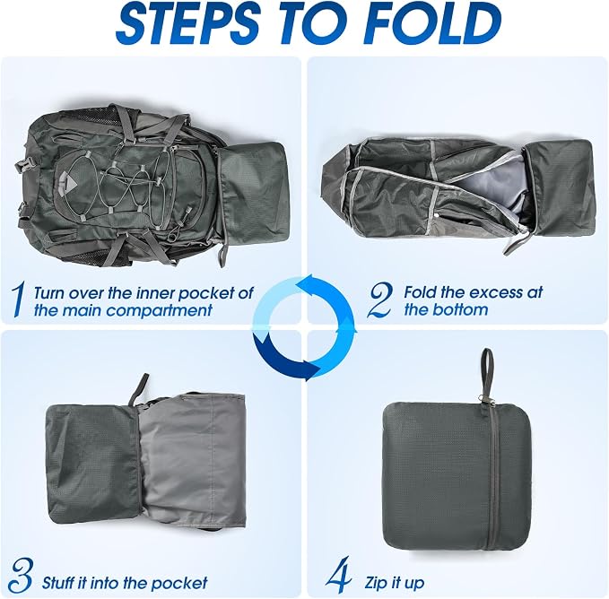 IGOLUMON Hiking Backpack 40L Packable Lightweight Camping Daypack Men Women | Multi-compartment storage Water-resistant Foldable Nylon Material Hiking Day pack for Camping Cycling Outdoor