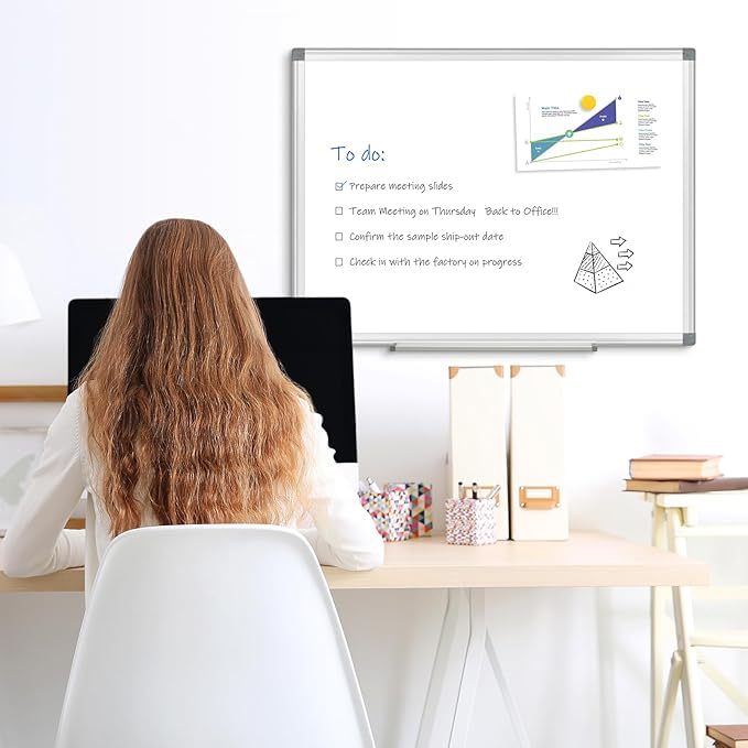 Double-Sided White Board, 16"x12" Dry Erase Whiteboard for Wall with Aluminum Frame Presentation Board for School, Office and Home
