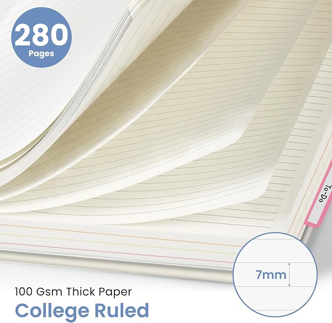 Taja Large Spiral Notebooks for Work 5 Subject with Removable Dividers