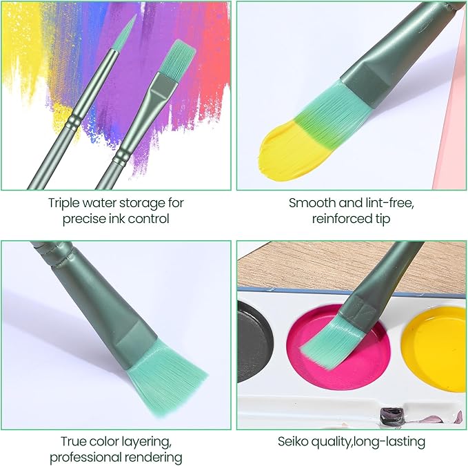 6Pcs Acrylic Paint Brush Set, Watercolor Brushes, Nylon Paint Brushes Set for Acrylic Painting, Versatile Paints Brushes for Crafts, All Purpose Oil Watercolor Painting Beginner Kits