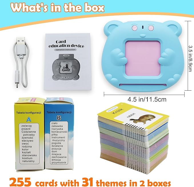 MAYAPHILOS 510 Sight Words Polish and English Talking Flash Cards Fun Polish Language Learning Toys for Kids, Learn Polish for Toddlers Sensory Preschool Educational Birthday Gifts