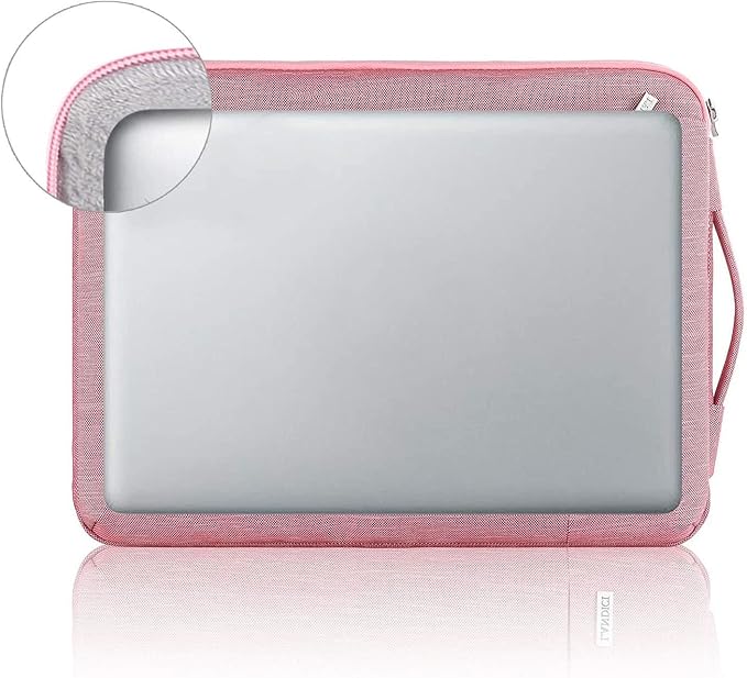 LANDICI 360° Protective Laptop Sleeve 11.6 Inch for Surface Pro 7 8 9/Laptop Go 2 3, MacBook Air 11, Small Computer Bag Carrying Case for 11-12 Inch Chromebook, Women, Slim, Shockproof, Pink