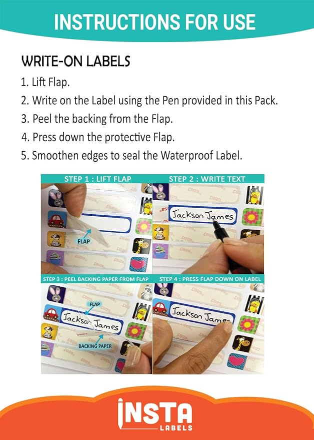 The Ultimate School Label Pack - 218 Waterproof Name Labels for Kids School Stuff, Name Tags for Clothes, Book Stickers & Bag Tags, No Iron Fabric & Iron on Clothing Labels for Kids, InstaLabels