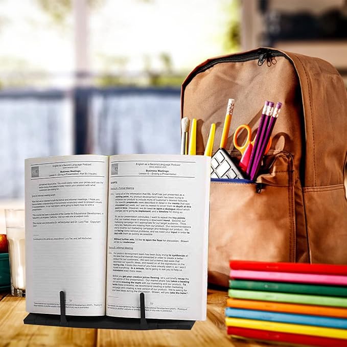Barelove Desktop Document Book Holder, Metal Foldable Reading Rest Book Stand Easel with 7 Adjustable Positions and Paper Page Clip, Great for iPad Laptop Cookbook Textbooks Tablet Music Sheet Recipe