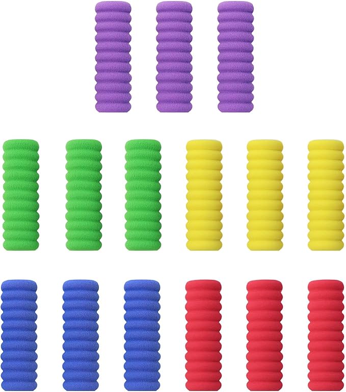 Pencil Grip Soft Foam Pencil Grips for Handwriting 1.5 Inch Comfort Pencil Holder for Writing Aid 5 Color (15 Pcs Annular)