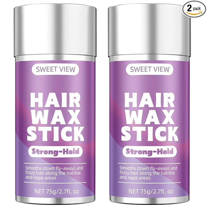 SWEET VIEW 2PCS Hair Wax Stick | Slick Back Hair Pomade/Balm/Gel for Tame Flyaways, Frizz, Sleek Ponytails, Buns, Styling Accessory for Women, Teen Girls