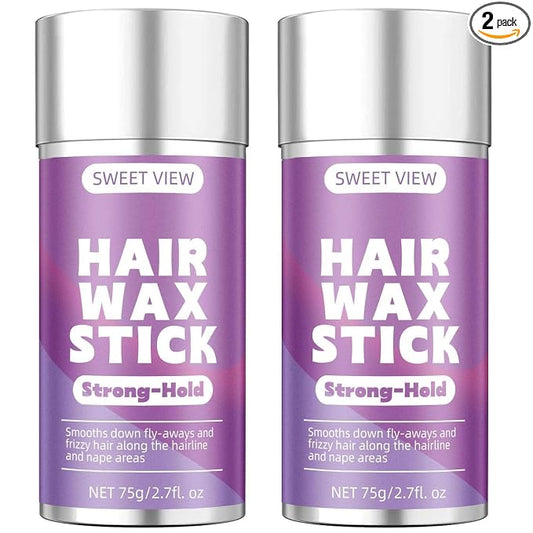 SWEET VIEW 2PCS Hair Wax Stick | Slick Back Hair Pomade/Balm/Gel for Tame Flyaways, Frizz, Sleek Ponytails, Buns, Styling Accessory for Women, Teen Girls