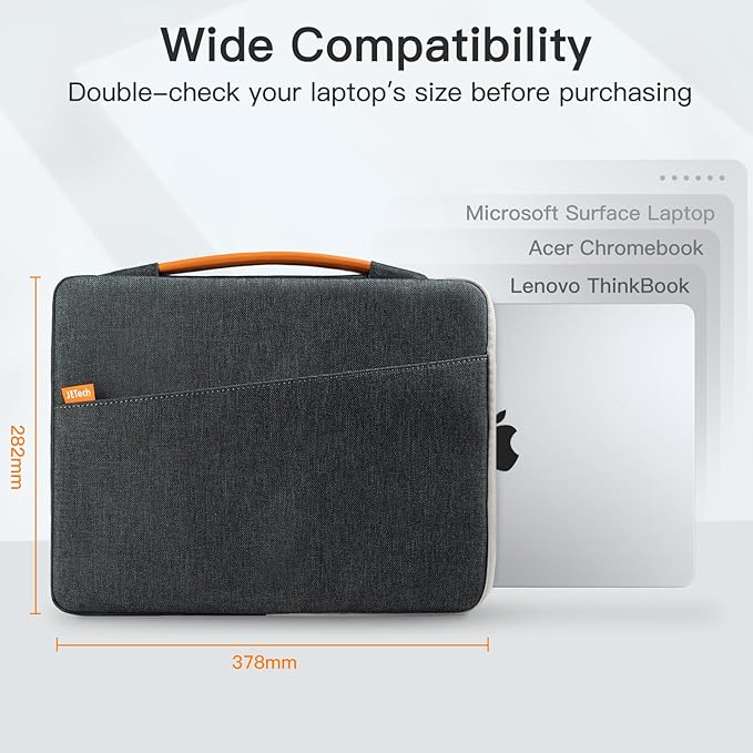 JETech Laptop Sleeve for 15-Inch MacBook Air (M2-M5, 2023-2026), MacBook Pro 15/16-Inch (M1-M5, 2019-2026), Bag Case with Portable Handle and Pocket (Dark Grey)