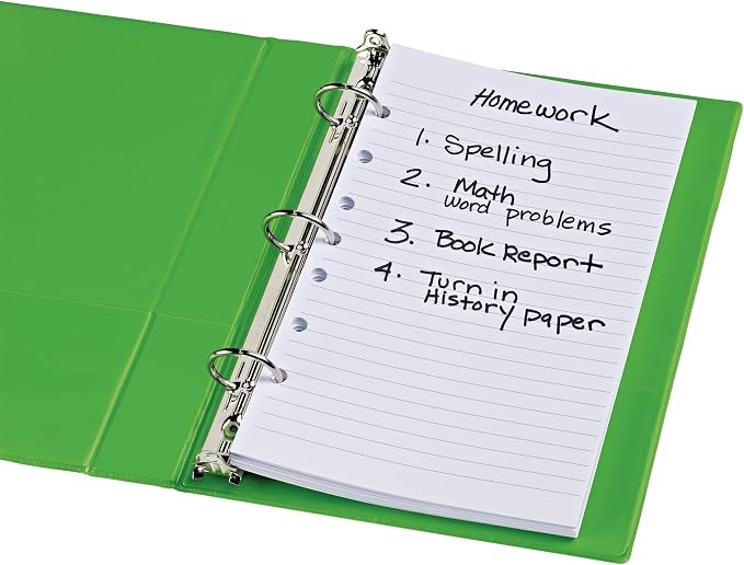 Mini Size Binder Filler Paper, 7-Hole Side Punched, 5.5 x 8.5, College Rule, 100/Pack