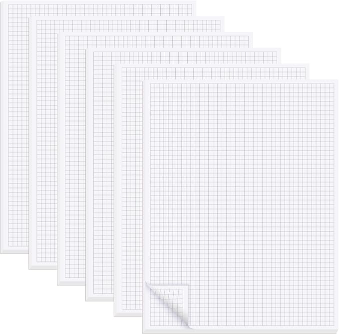 zmybcpack 6 Pack 8.5"X11" Graph Paper Pads, Grid Writing Pads, Memo ScratchPads for Drawing, Engineering, Drafting (Each Pad 50 Sheets, Double Side Printed)