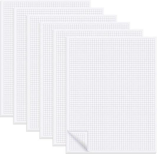 zmybcpack 6 Pack 8.5"X11" Graph Paper Pads, Grid Writing Pads, Memo ScratchPads for Drawing, Engineering, Drafting (Each Pad 50 Sheets, Double Side Printed)