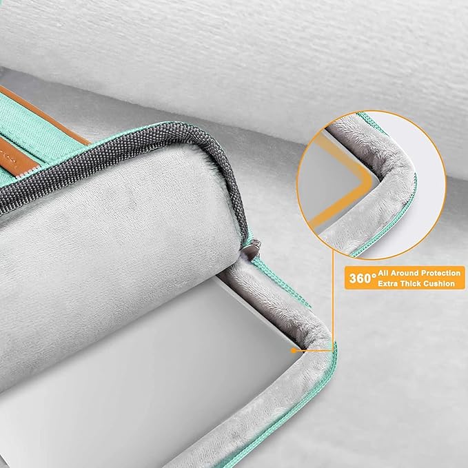 MOSISO 360 Protective Laptop Case 16 inch, 15-15.6 inch Laptop Sleeve Compatible with MacBook Pro 16, HP Acer Dell Lenovo ASUS, Side Open Carrying Case with 4 Zipper Pockets&Handle, Aqua Green