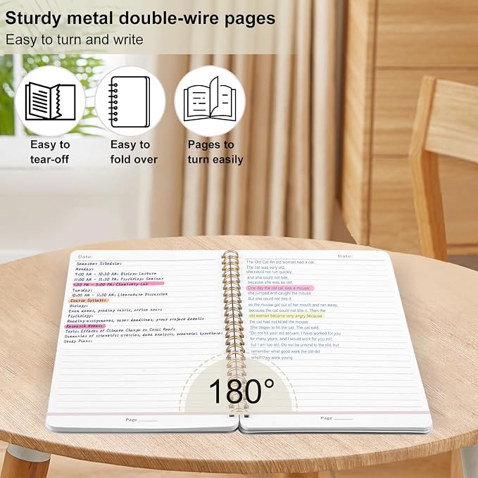 Utron Spiral Notebook For Women & Men, 2PCS Spiral Journal Notebooks, 5.9 x 8.3” College Ruled Notebook For Work Notes, Journal Writing, And Daily Life Entries (Beige) (Pack of 3)