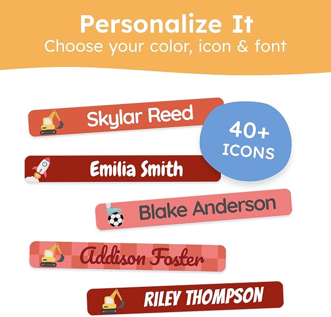 Personalized Kids Name Labels for Pencils Red [150pcs] - Waterproof Name Stickers for School & Daycare - Pencil Custom Name Stickers - Children Name Stick On Labels for Pens (2.0”x0.3”)