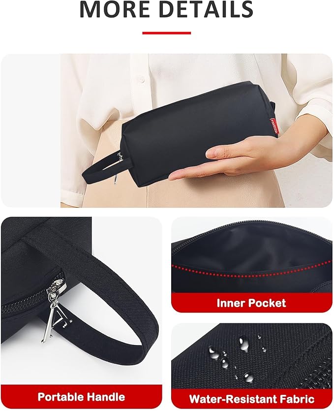 Fmeida Pencil Case Pouch Black - Initial A Zipper Pencil Pouch Portable Pencil Bag Simple Office Stationery Pouch with Handle - Personalized Gift
