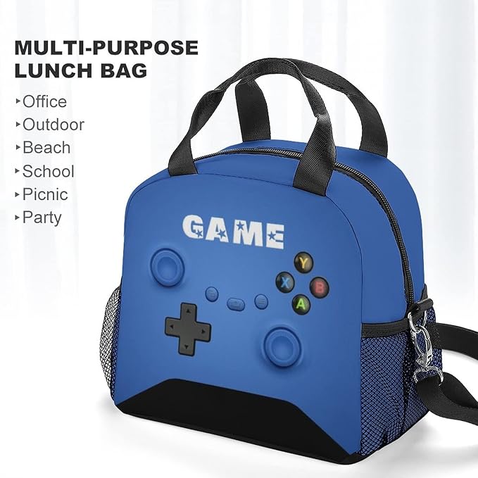 Insulated Lunch Box for Boys Girls, Game Lunch Bag for School Work Office Travel Picnic Hiking Beach, Waterproof Leakproof Portable Fits Most Bento Boxes