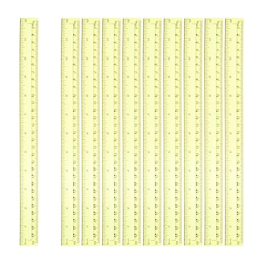 HARFINGTON 20pcs Plastic Rulers 12" (30cm) Clear Straight Ruler Measuring Tool Inches and Centimeters for Home Office Classrooms Drafting, Clear Yellow