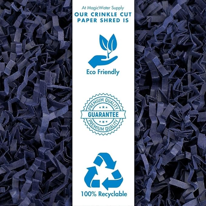 MagicWater Crinkle Cut Paper for Gift Baskets - 5LB - Navy Blue - Perfect for Shredded Paper Filler, Basket Filler, Gift Boxes, Bridesmaid Gifts, Christmas Stuffers & More – Ideal for All Occasions