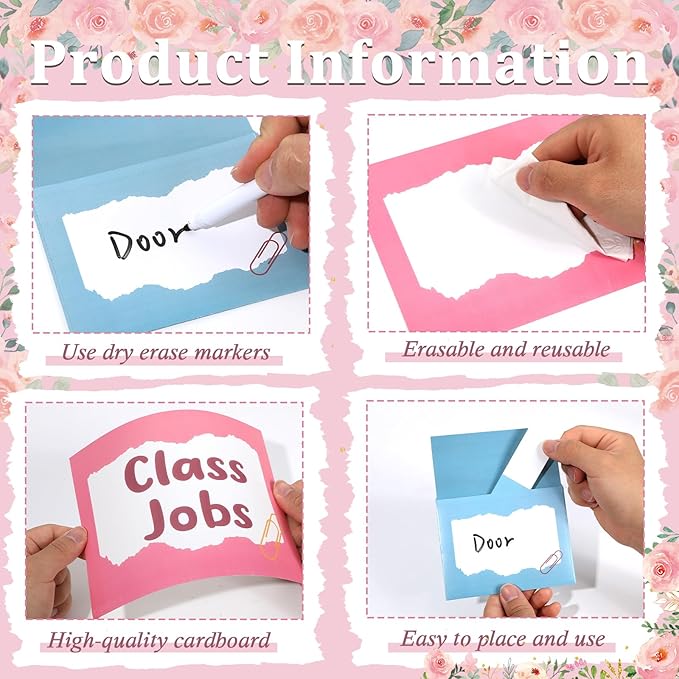 112Pcs Class Jobs Chart for Classroom Colorful Boho Classroom Job Bulletin Board Set Back to School Class Management Educational Teacher's Helper Pocket Chart Posters Cards Chalkboard Decor School Sup