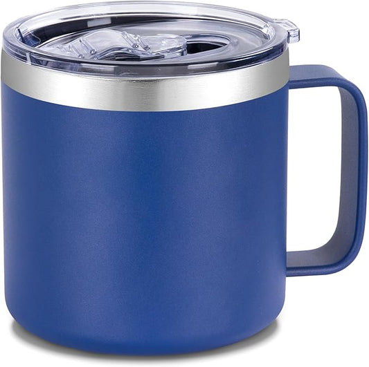 VEGOND 14 oz Insulated Coffee Mug with Handle, Stainless Steel Travel Coffee Mug with Lid, Double Wall Vacuum Metal Coffee Cup, Coffee Tumbler Powder Coated, Navy Blue