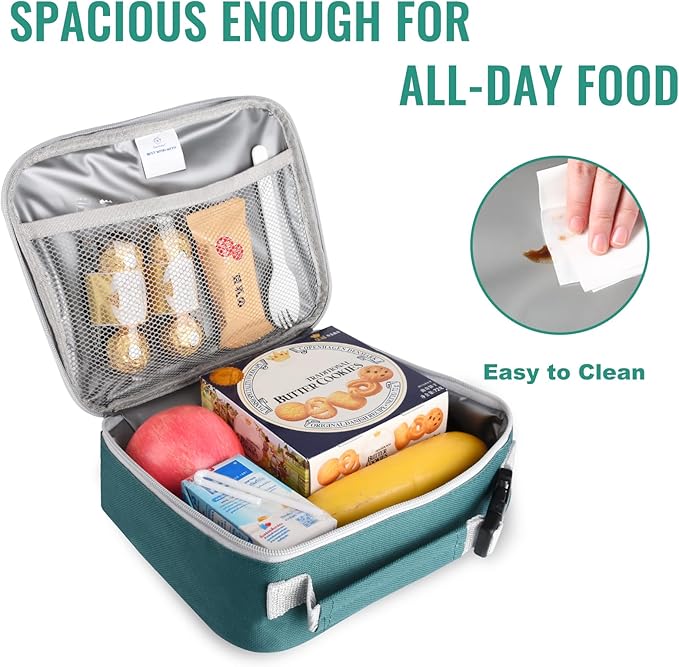 Genteen Lunch Box Kids,Insulated Lunch Bag Kids Boys Girls,Soft Bag Mini Cooler Back to School Thermal Meal Tote Kit Lunch Box for School,Work,Outdoor (Green)