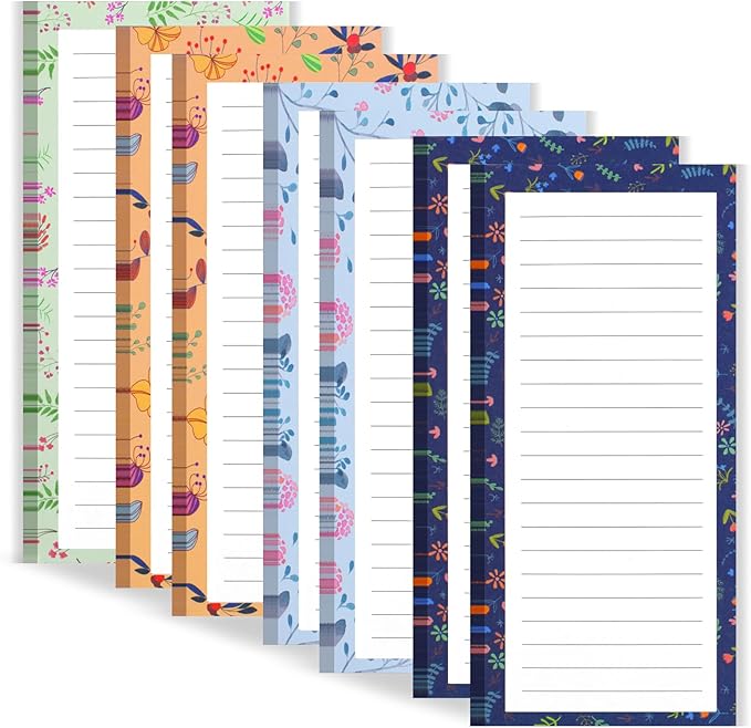 AZUREAL 7 Pack Magnetic Notepads for Refrigerator, Grocery List Magnet Pad for Fridge, Flower Design Magnetic Grocery List Pad for Fridge, To-Do Memos, List, 30 Sheets Per Note Pads