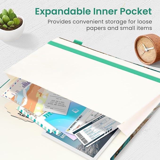 Taja Pretty Dotted Journal for Women, Aesthetic Cute Hardcover Leather Journal for Writing, A5 Journaling Notebook for Work & Sketch, Perfect for Office School Home, 160 Pages, Emerald Shores
