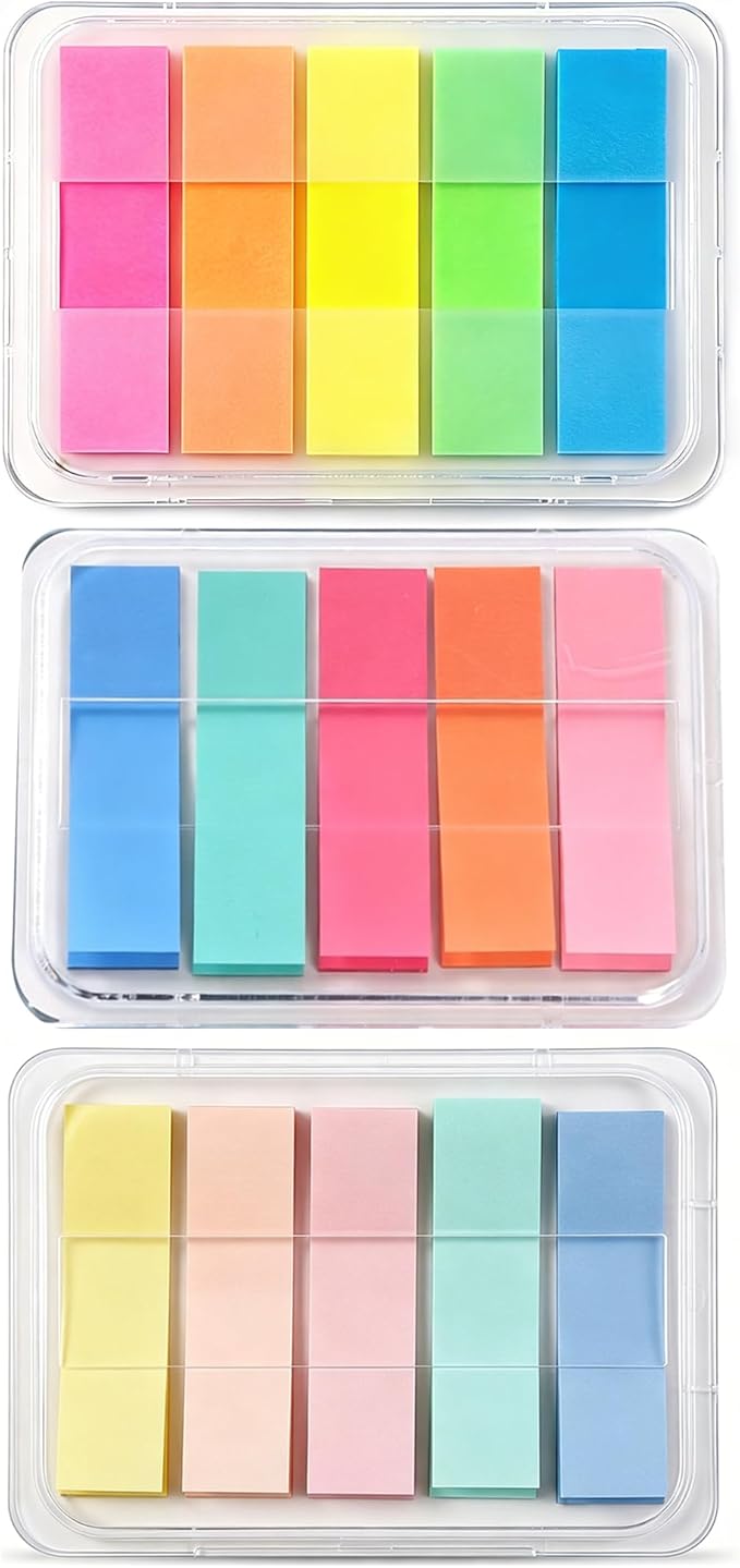 300Pcs Aesthetic Sticky Tabs for Annotating Books, Colorful Transparent Page Markers & Flags, Clear Index Note Stickers for Bible, Notebooks & Reading, Small Mini Pop Up Tab Set