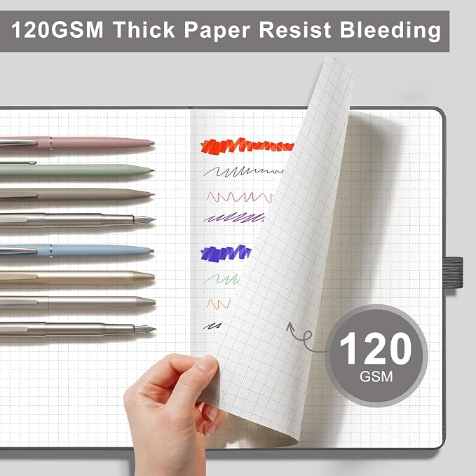 AHGXG Graph Grid Paper Notebook, 160 Pages, A5 Medium Size (5.7'' x 8.3'')