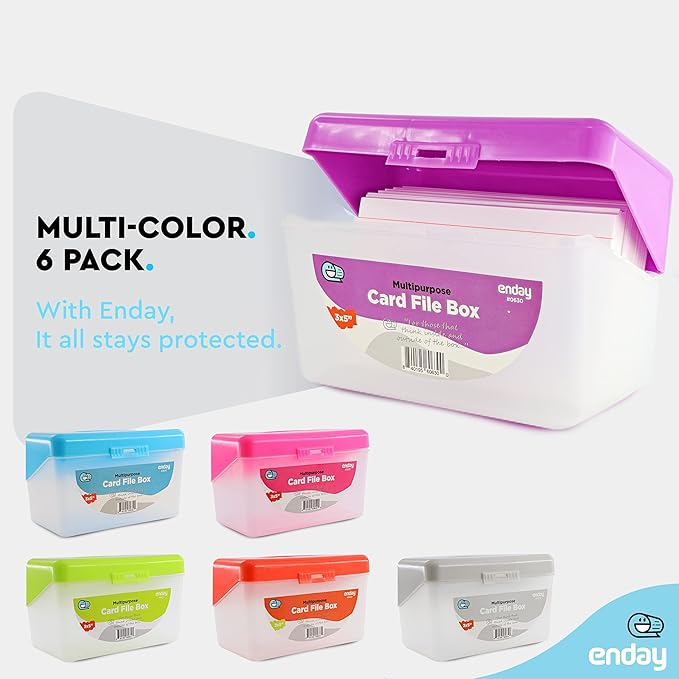 Enday Index Card Box Purple 3x5 Index Card Holder, Index Card Organizer, Flash Card Holder, Holds 250 Cards. (36 PC)