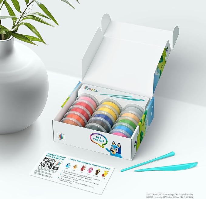 HEY CLAY Bluey & Friends - Air-Drying Clay for Kids - Arts and Crafts Creative Modeling Clay Kit Children Ages 4-8 (Full Set (6 Characters))