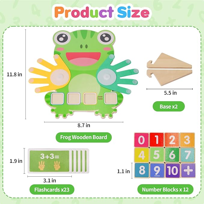 ZJEFUNS Preschool Learning Toys for Toddlers 3 4 5 Years, Finger Counting Number Blocks for Kids, Educational Math manipulatives Toys, Preschool Wood Homeschool Educational Math Toy for Boys Girls.