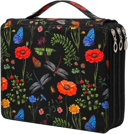 120 Slots Colored Pencil Case Organizer, 3 Layer Bag | Twill Oxford fabric,127 elastic loops,detachable handle,for travel, home storage,drawing tools,creative gifts