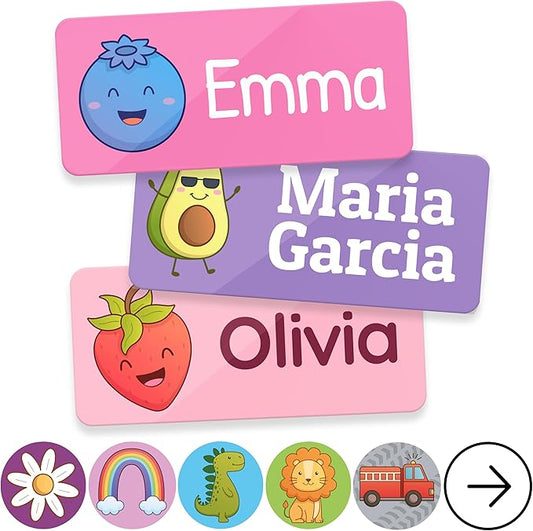 TagBuddy® Personalized Daycare Name Labels for Kids [140pcs] - Waterproof Name Stickers for School, Baby Bottles & Clothing - Custom Name Stickers - Washable Stick On Labels (1.2”x0.5”)