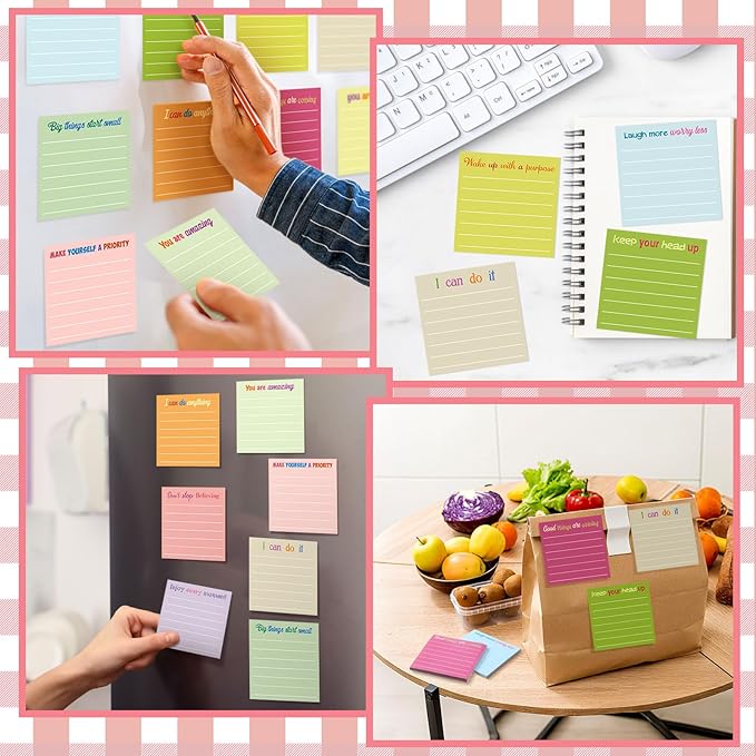 Yinder 24 Pcs Inspirational Sticky Notes Cute Motivational Sticky Notes Pad End of Year Employee Appreciation Gifts Bulk for Teacher Nurse Coworkers Office Supplies 3 x 3'' (Inspire,Macaron)