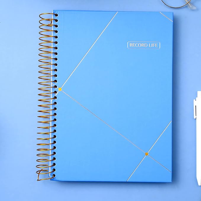 Yoment Spiral Bullet Dotted Journal Large Hardcover Spiral Notebook 8"x10" Dot Grid Notebook 300 Pages Thick Dotted Paper Wire Bound Spiral Notebooks for Office Business School,Blue