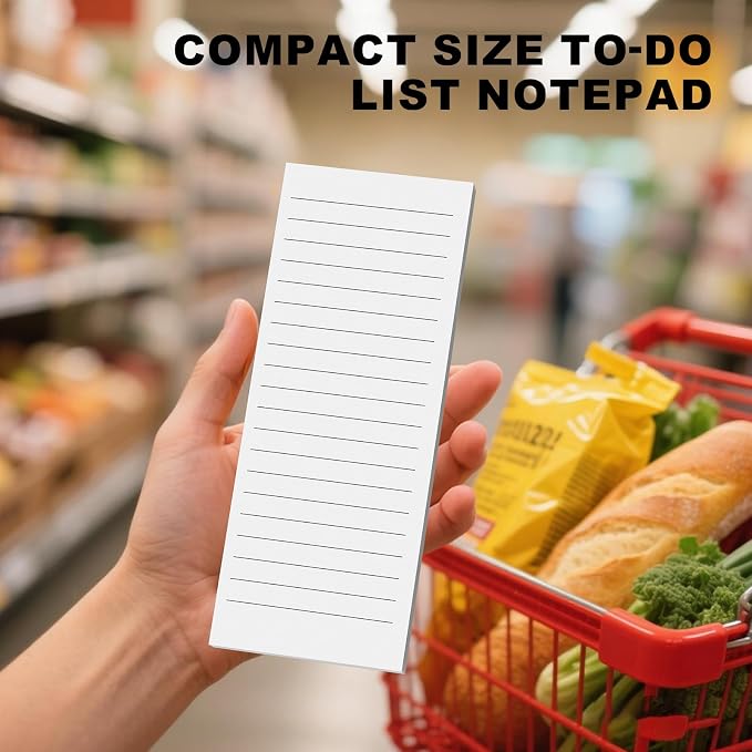 Magnetic Notepads Note Pads for Fridge with Full Magnet Back, 180 Sheets White Lined Refrigerator Notepad, 30 Sheets Per Pad for Grocery List, Shopping List, Office, Home, To-Do Lists & Memos