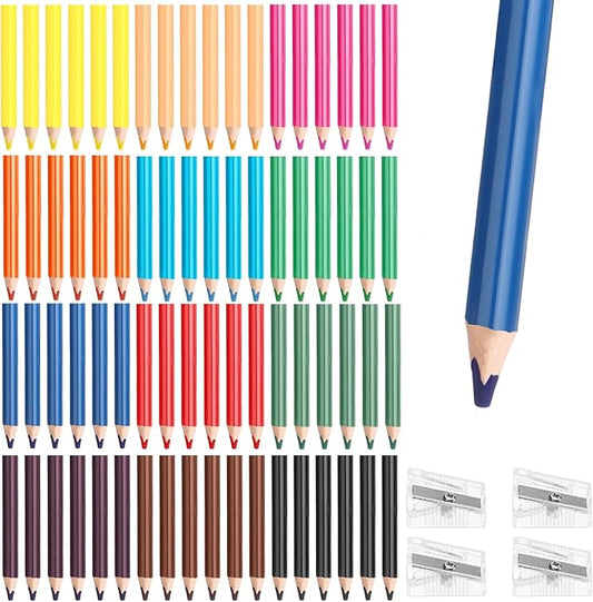 Spakon 96 Pcs Colored Pencil Bulk 12 Colors 3.5 Inch Jumbo Triangle Short Fat Pencil with Sharpener for Student Toddler Preschooler Beginner Classroom Supplies